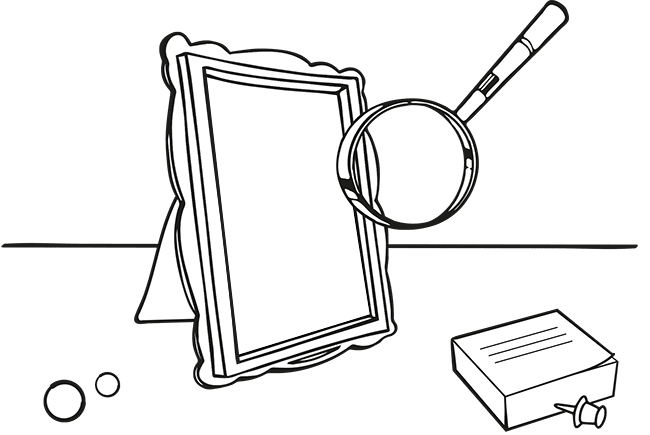 Inheritance disputes specialists. Inheritance disputes specialists - illustration of a photo frame and magnifying glass.
